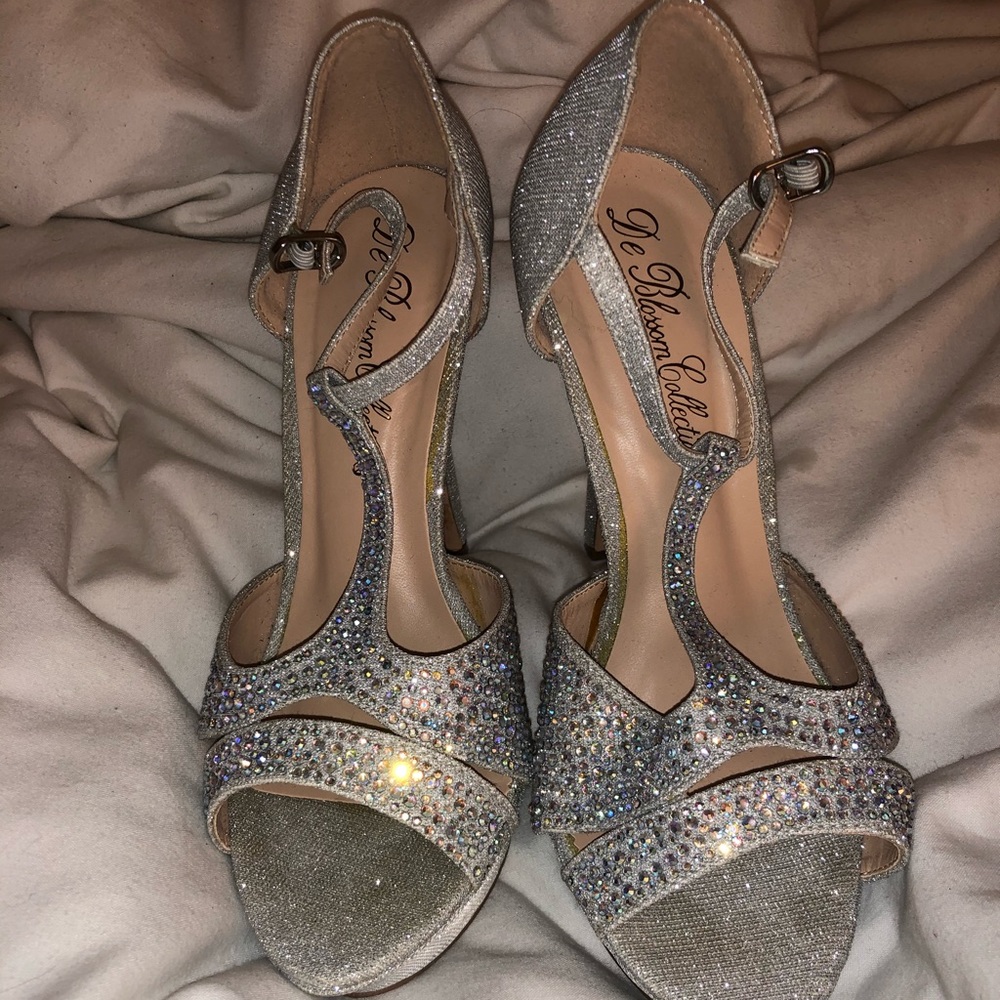 Silver sparkle heels